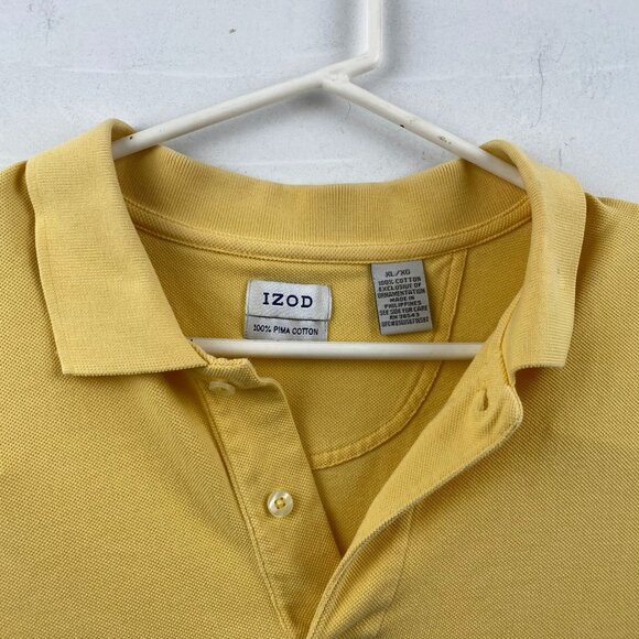 Izod Mens Polo Shirt XL Yellow 100% Pima Cotton Short Sleeve - Picture 4 of 6